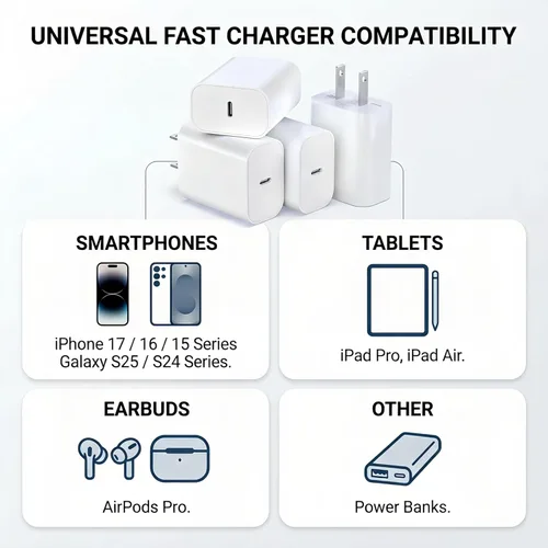 Miniatura 5 de [Paquete de 4] Bloque de cargador USB-C de 20 W – Adaptador de corriente de pared rápido compatible con iPhone 17/16/15/14 Series, Galaxy S25/S24