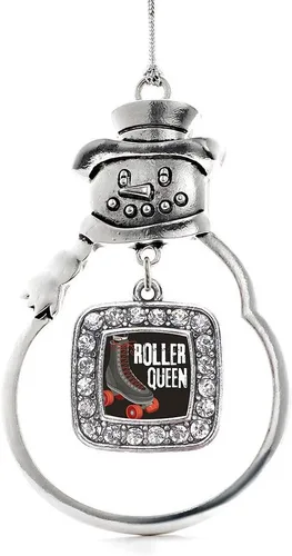 Inspired Silver - Adorno de rodillo de reina - Adorno cuadrado de plata con muñeco de nieve con joyas de circonita cúbica