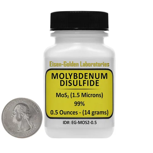 Disulfuro de molibdeno [MoS2] 99% grado AR polvo 0.49 oz en una botella ahorradora de espacio