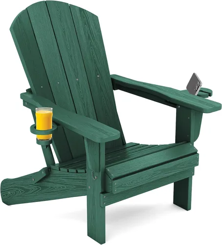 Miniatura 42 de SERWALL Silla Adirondack con portavasos – Juego de 2 sillas Adirondack compuestas para exteriores de polietileno de alta densidad para todo