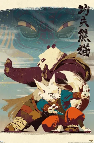 Trends International Kung Fu Panda 4 - Póster de pared, 34 pulgadas de largo x 22.4 pulgadas, versión sin marco
