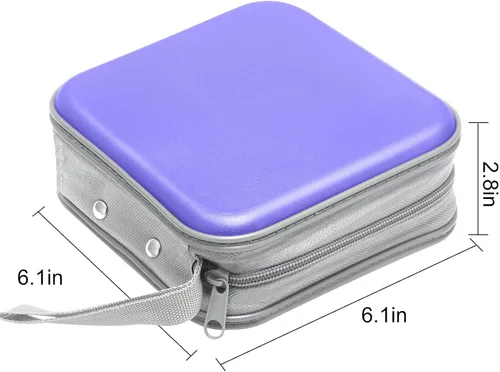 Miniatura 6 de Siveit Funda de CD, Estuche de CD/DVD de 40 Capacidad con Portafolios de Soporte de Bolsillo de Plástico Duro para Discos de DVD, Estuche de Lavanda