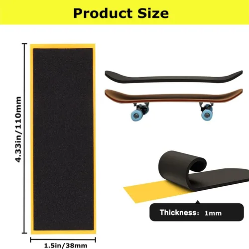 Miniatura 2 de WINDIR 24 piezas de cinta de agarre de espuma + 1 pantalón de dedo para diapasones, 1.496 x 4.331 in, patinetas MiNi de madera negro profesional 24