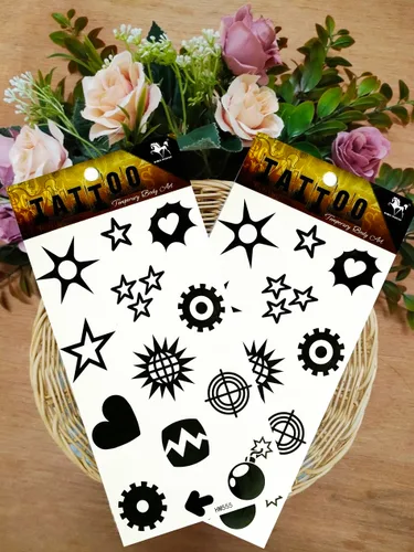 Miniatura 3 de Sun Star - Tatuaje temporal para mujeres y hombres, etiqueta engomada falsa para mujeres, hombres, pierna de brazo, pecho, hombro, impermeable