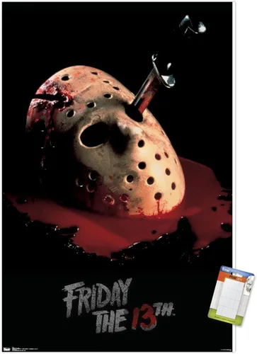 Miniatura 11 de Trends International Friday The 13th - Póster de pared de máscara sangrante, 14.725 x 22.375 pulgadas, versión enmarcada de madera de granero