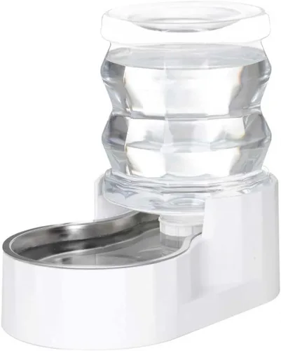 Miniatura 9 de RIZZARI Dispensador de agua grande para perros: 8L de gravedad elevada en negro, dispensador automático de acero inoxidable con cepillo Perla
