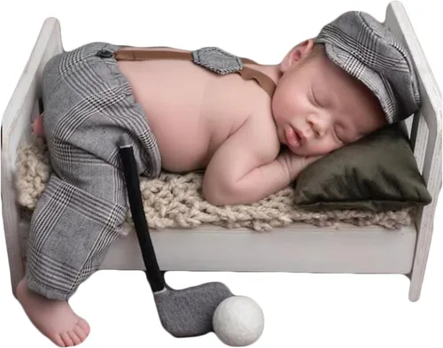 Miniatura 7 de Accesorios para fotografías de bebé recién nacido o de meses, con gorra a rayas y mameluco