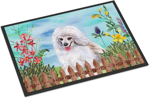 Miniatura 117 de Caroline's Treasures CK1311MAT Cavalier Spaniel Poinsettas - Felpudo de 18 x 27 pulgadas, tapete para puerta delantera, interior y exterior