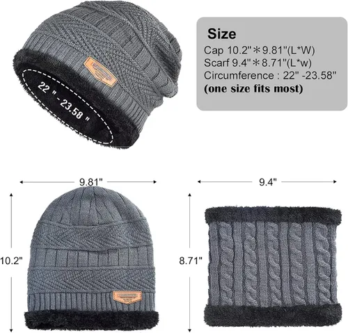 Miniatura 4 de Gorro de invierno para hombre, bufanda y guantes de pantalla táctil, forro polar, bufanda y guantes para hombre y mujer
