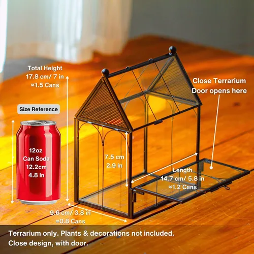 Miniatura 4 de NCYP Pequeño recinto de terrario de vidrio con malla para arañas saltadoras, plantas suculentas en forma de micro casa, terrario, decoración