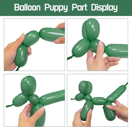 Miniatura 4 de 100 globos de color verde salvia del 260, globos gruesos de látex verde de 260q para modelo animal, globos largos de torsión para regalos de Navidad