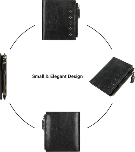 Miniatura 6 de Lavemi Carteras compactas de cuero ultrafinas y pequeñas para mujer, con bloqueo RFID, tarjetero para tarjetas de crédito