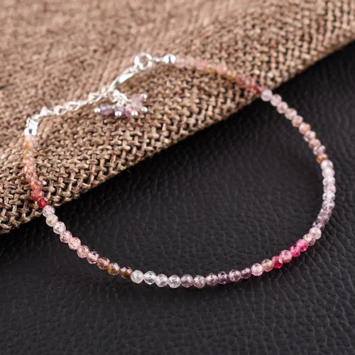 Miniatura 72 de Natural Gemstone Micro Beads Dainty Bangle Bracelet, Handmade Birthstone Jewelry, Healing Chakra Crystals, Silver Plated 8 inch, Birthday Gift for