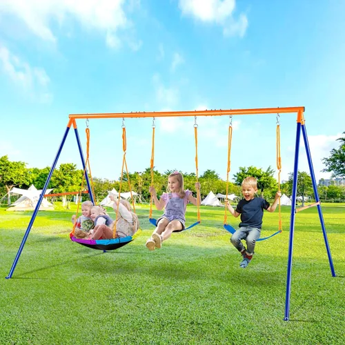 Miniatura 8 de VEVOR Juegos de columpios para patio trasero, con 1 asiento de columpio de platillo, 1 asiento de columpio de cinturón, juego de columpio