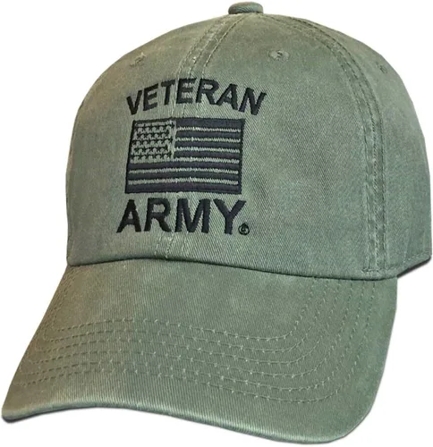 Sombrero de béisbol bordado de rama militar de veteranos del ejército de Estados Unidos con licencia oficial verde vintage VerdeVintage Green talla
