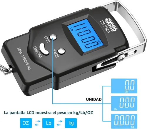Miniatura 4 de Dr.meter Báscula de Pescado Báscula de Equipaje Equipo de Pesca - 110lb Pantalla LCD Digital Retroiluminada con Cinta Métrica Incorporada - Báscula