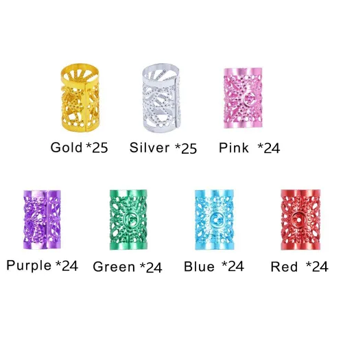 Miniatura 4 de 170 piezas de joyería para el cabello para trenzas, puños para el cabello para trenzas Loc, joyería para mujeres negras, anillos para trenzas
