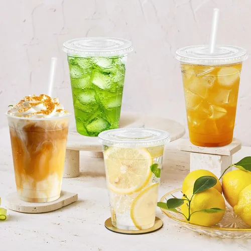 Miniatura 5 de Clawsoff 16 onzas 100 unidades de vasos de plástico con tapas y sorbetes, vasos de café helado transparentes resistentes y aptos para alimentos