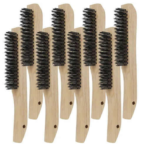 VASTOOLS Paquete de 8 cepillos de alambre para limpiar escoria de soldadura, óxido y polvo. Cepillo de acero al carbono resistente de 10 pulgadas