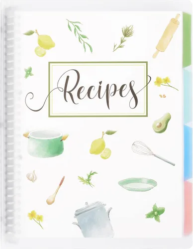 SOLIGT Libro de recetas para escribir en tus propias recetas, cuaderno de recetas personal en blanco de 9.6 x 12.5 pulgadas, carpeta de recetas