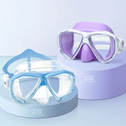 Miniatura 8 de Máscara de buceo para niños, máscara de natación antivaho de 180°, gafas de natación para niños de vidrio templado con cubierta para la nariz
