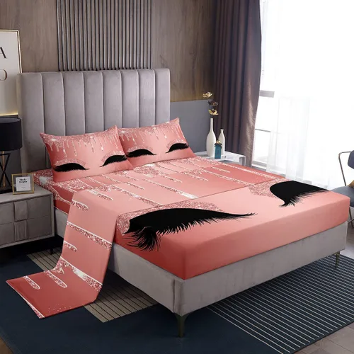 Miniatura 24 de Feelyou Sábanas de cama de lujo para niñas, juego de ropa de cama de lujo para niñas, juego de ropa de cama rosa jade ultra suave decoración