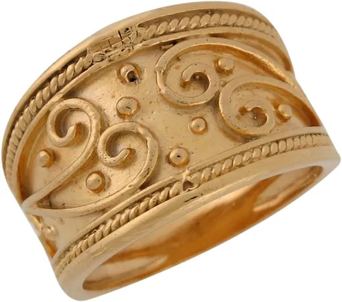 Miniatura 2 de Anillo de oro amarillo de 10 quilates con borde de cuerda etrusca