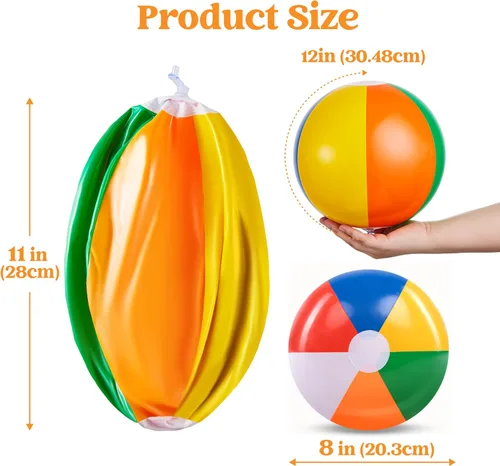 Miniatura 5 de JOYIN Paquete de 12 pelotas de playa de 12 pulgadas, juguetes inflables clásicos a granel para piscina, juegos de adultos y niños, suministros