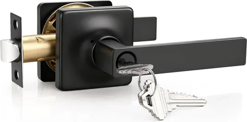 Miniatura 33 de GOBEKOR Paquete de 1 manija de paso, manijas de puerta negras para cerradura de puerta de armario, manija de puerta interior sin llave con cerradura