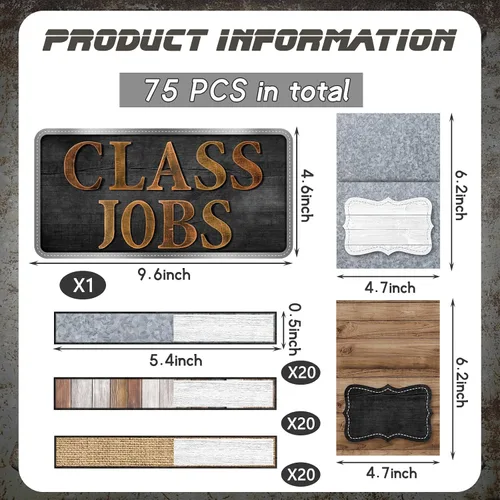 Miniatura 2 de Zonon Class Jobs Tablero de Anuncios Colorido para Trabajos de Clase Conjunto de Gráfico de Bolsillos Ayudante del Maestro Decoración de Pizarra