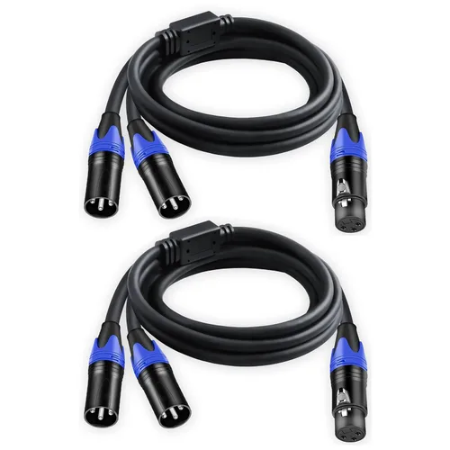 Miniatura 8 de Cable divisor XLR, cable de conexión en Y de 1 hembra a 2 machos, cable divisor de micrófono equilibrado, adaptador de audio (11.8 pulgadas)