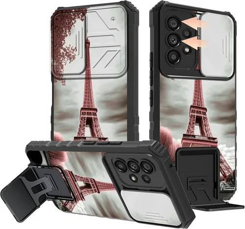Miniatura 36 de Rossy Funda para Samsung Galaxy S22 Ultra para Samsung S22 Ultra con cubierta deslizante para cámara con función atril, funda híbrida de doble capa