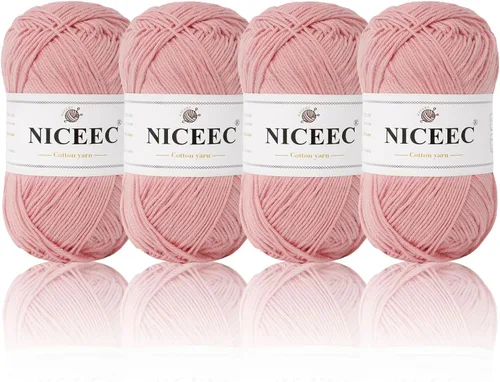 Miniatura 27 de NICEEC 4 madejas de hilo de algodón suave para bebé, 4 capas, manualidades DIY, peso fingering, hilo para manta para ganchillo y tejido, total 700