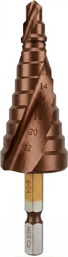 Miniatura 8 de Broca escalonada de cobalto M35 de 0.118-0.472 in (9 escalones), 5% HSS Co de alta velocidad de acero de alta velocidad con vástago hexagonal de 1/4