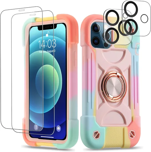 Miniatura 71 de Funda para iPhone 11 de 6.1 pulgadas con soporte de anillo, con 2 protectores de pantalla de vidrio, resistente a los golpes, resistente a