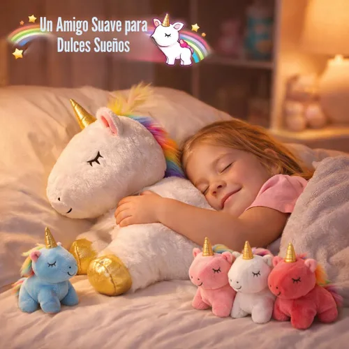 Miniatura 3 de KMUYSL Juguetes para Niñas de 0 1 2 3 4 5 6 7 8+ Años – Animal de Peluche de Unicornio Mamá con 4 Bebés Unicornios en su Barriguita, Set de Juguetes