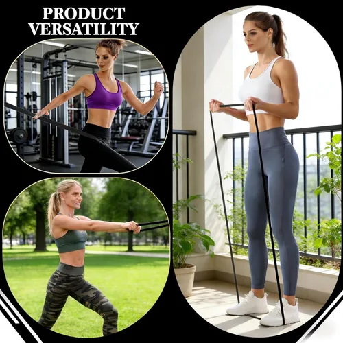 Miniatura 3 de Juego de 16 bandas de resistencia, bandas elásticas de entrenamiento prémium para gimnasio en casa, entrenamiento de fuerza, yoga y terapia física