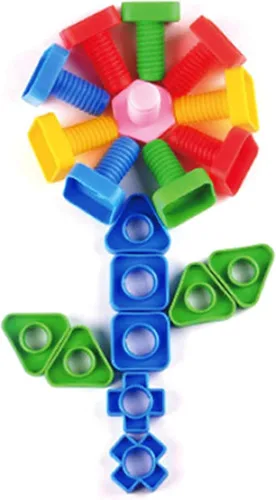 Miniatura 7 de Jumbo juego de tornillos y tuercas con bolsa, 40 piezas, terapia ocupacional, incluida tarjeta de patrones, juguete de motor fino que empareja