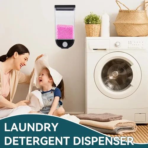Miniatura 2 de Cyrank Dispensador de arroz, dispensador de cuentas de lavandería para colgar en la pared, contenedor de almacenamiento de alimentos secos