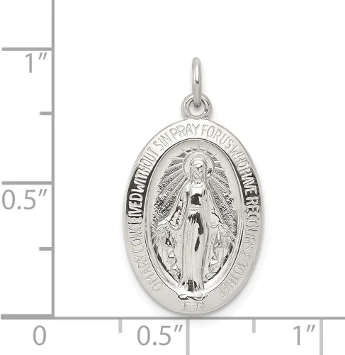Miniatura 2 de Medalla de plata de ley 925 maciza con dije de Virgen María Pray for Us de 0945in x 0512in Metal