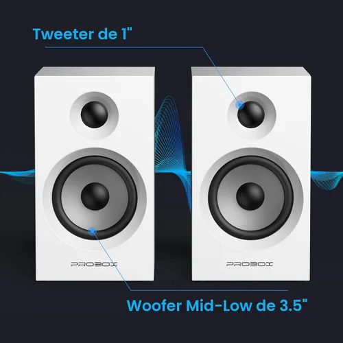 Miniatura 4 de BT16 - Altavoces activos para estantería de 3.5 pulgadas con tweeter de 1 pulgada, 60 W RMS-Bluetooth 5.3, DAC USB integrado de 24 bits dinámico