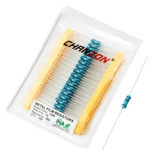 Miniatura 85 de Chanzon - 100 resistencias de película metálica 1/2 W (0.5 W) 10 Ω ohmios ±1% de tolerancia 10R MF, resistencias de agujero pasante con limitación