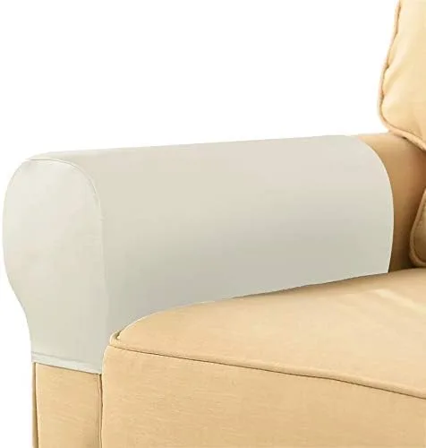 Miniatura 10 de EIVMAX Juego de 2 fundas elásticas impermeables de piel sintética para reposabrazos para sillas y sofás, fundas para sillón reclinable, Negro