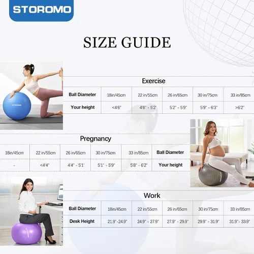 Miniatura 7 de Pelota de ejercicio de embarazo antiestallido, pelota de estabilidad de alta capacidad de peso para yoga, pilates y apoyo laboral, pelota de fitness