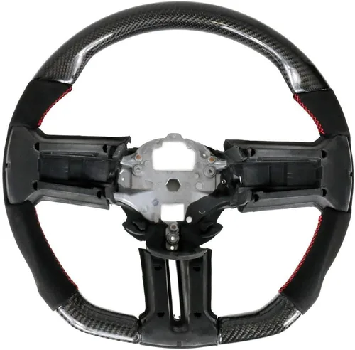 Miniatura 13 de IKON MOTORSPORTS, Volante compatible con Ford Mustang 2010-2014, Kit de reemplazo de cuerpo de volante en fibra de carbono y cuero con costura azul