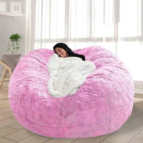 Miniatura 49 de Puf para adultos y niños sin relleno, sofá perezoso suave y redondo, funda de sofá de puf clásico, saco de amor para dormitorio, silla de lectura