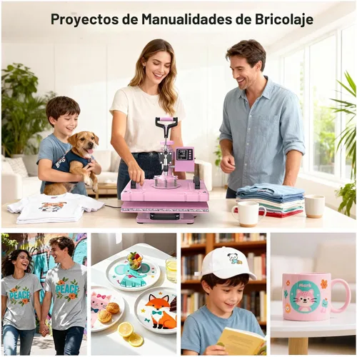 Miniatura 7 de Slendor - Máquina de presión de calor 5 en 1, prensa de calor para sublimación de 12x15 pulgadas, prensa digital de transferencia de calor con Rosa