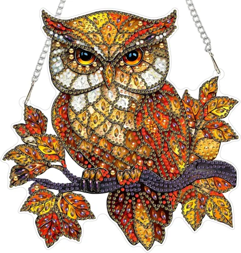 Miniatura 12 de MXJSUA Adornos colgantes de escena de otoño con kits de cadena para adultos, pintura de diamantes de cristal de forma especial 5D, decoración
