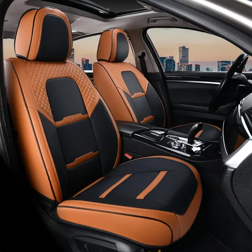 Miniatura 22 de Coverado Fundas para Asientos de Coche, Protector de Asiento con Soporte Lumbar y Reposacabezas Removible, Cojín de Asiento de Piel Transpirable
