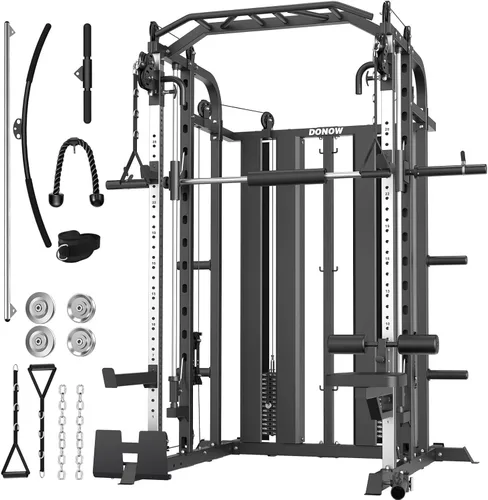 Miniatura 18 de DONOW Smith - Máquina con pilas de pesas, sistema de gimnasio en casa multifunción, jaula de potencia, estante para sentadillas, máquina cruzada